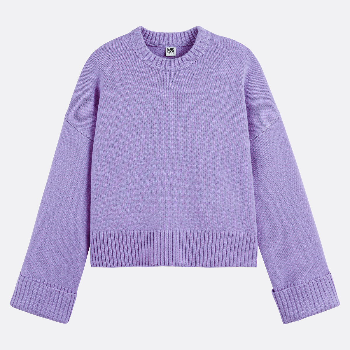 COLEÇÕES LA REDOUTE<br>Suéter de lã, gola redonda, tricô grosso