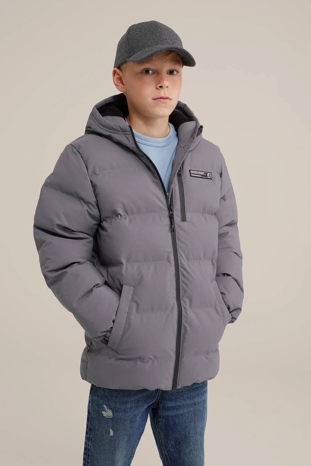 WE Fashion gewatteerde winterjas grijs