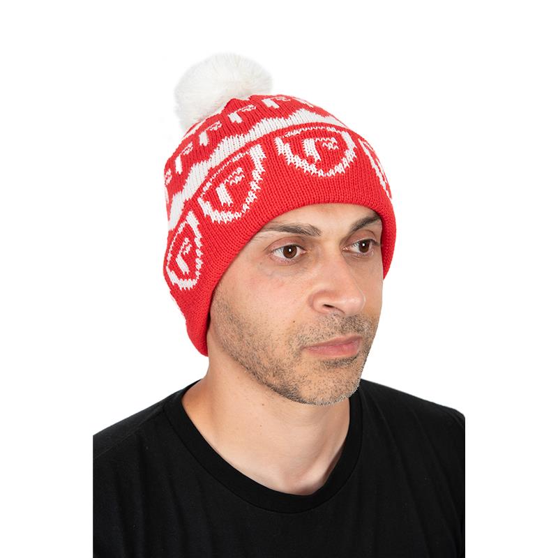 Bonnet Homme Fox Rage Red & White Bobble Hat - Rouge