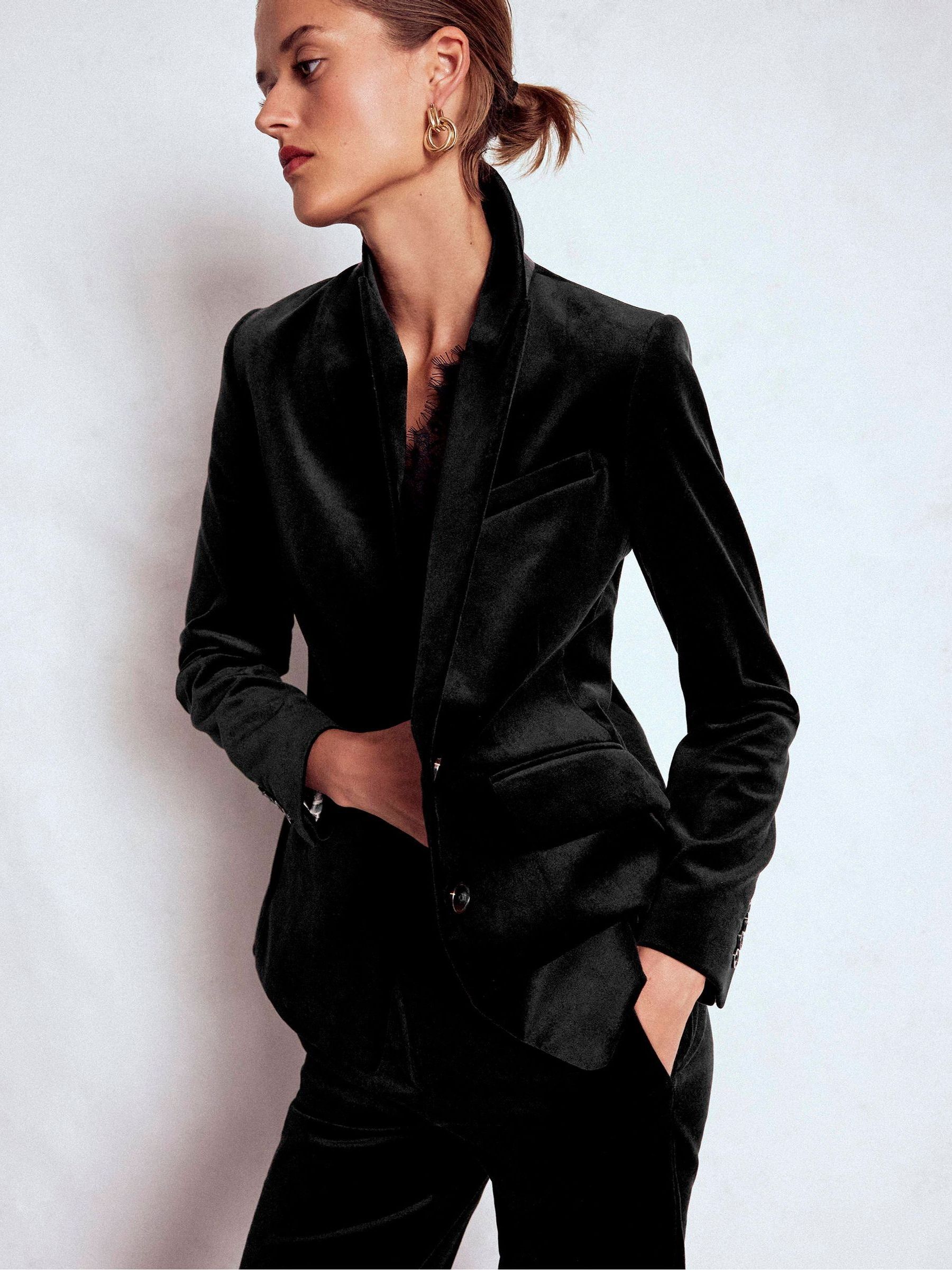 Zwart - Boden Stamford fluwelen blazer