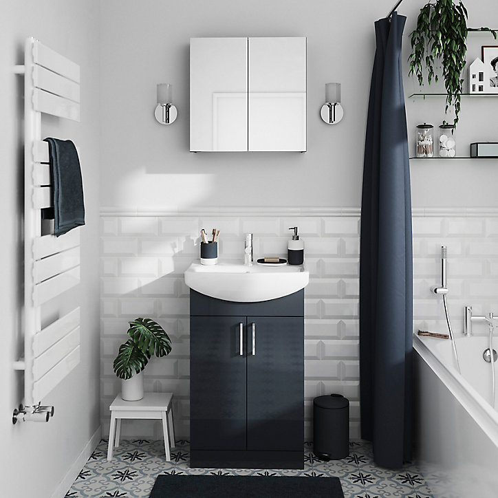 Rideau de douche bleu nuit Koros 180 x 200 cm GoodHome