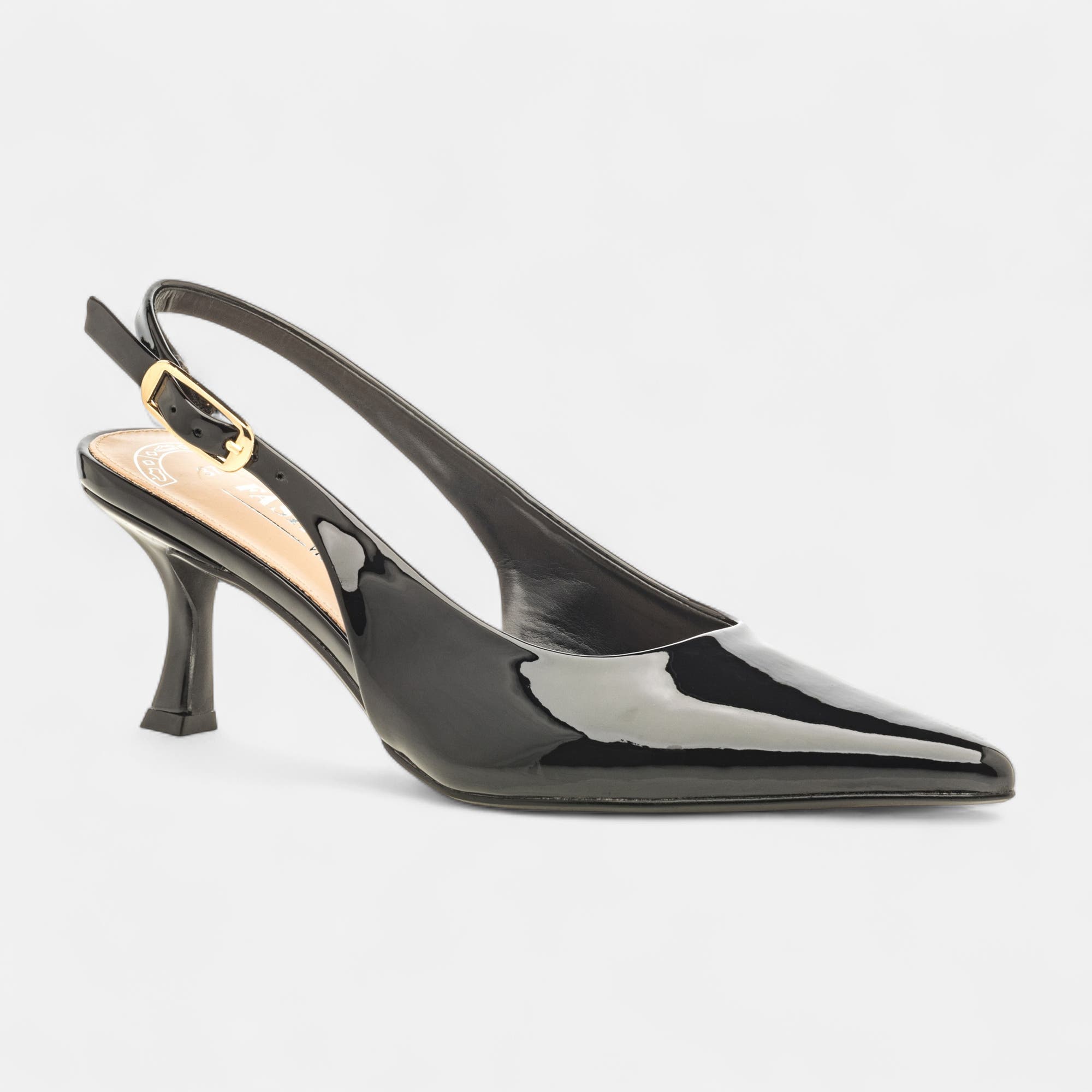 Escarpins avec bride arrière à talon Femme noir vernis