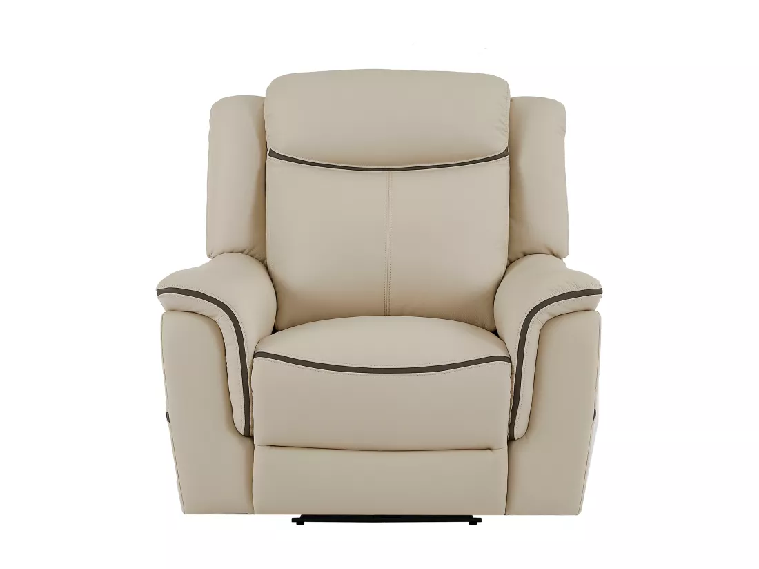 Fauteuil relax électrique en cuir beige ADELIO