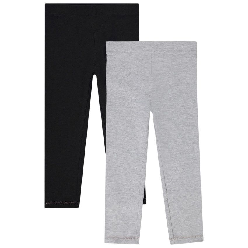 Lot de 2 caleçons longs unis pour bébé fille - Gris chiné