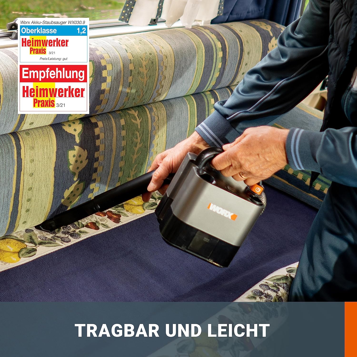 Worx 18V (20V Max) Akku-Handstaubsauger, Cube Vac, WX030, PowerShare, Starke Saugkraft, kompakt und tragbar, inklusive Akku und Ladegerät