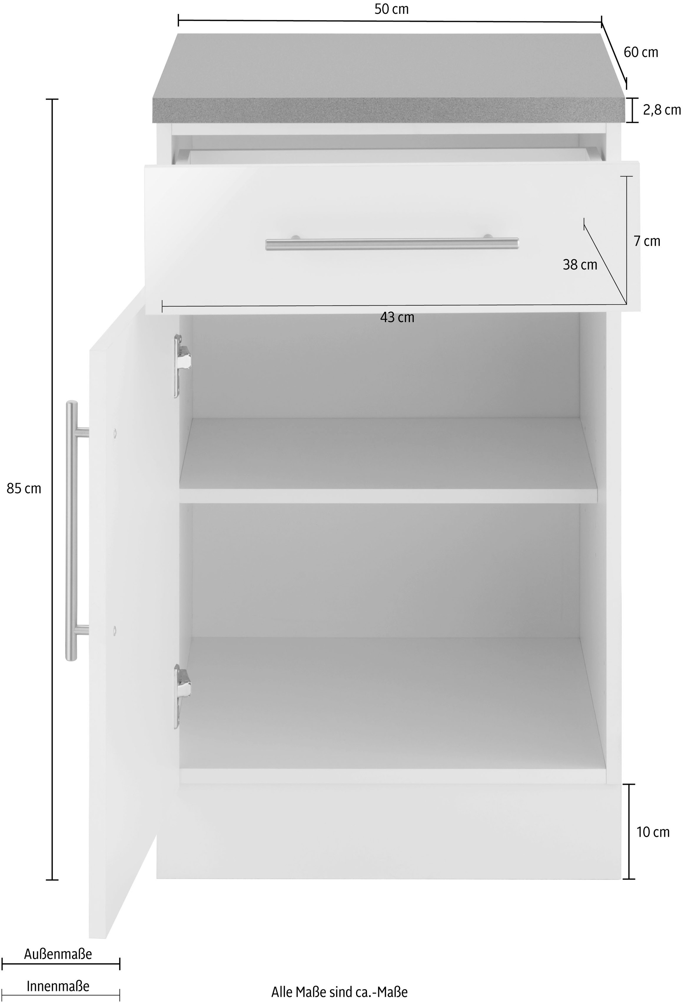 wiho Küchen Unterschrank »Cali, TOPSELLER« 50 cm breit
