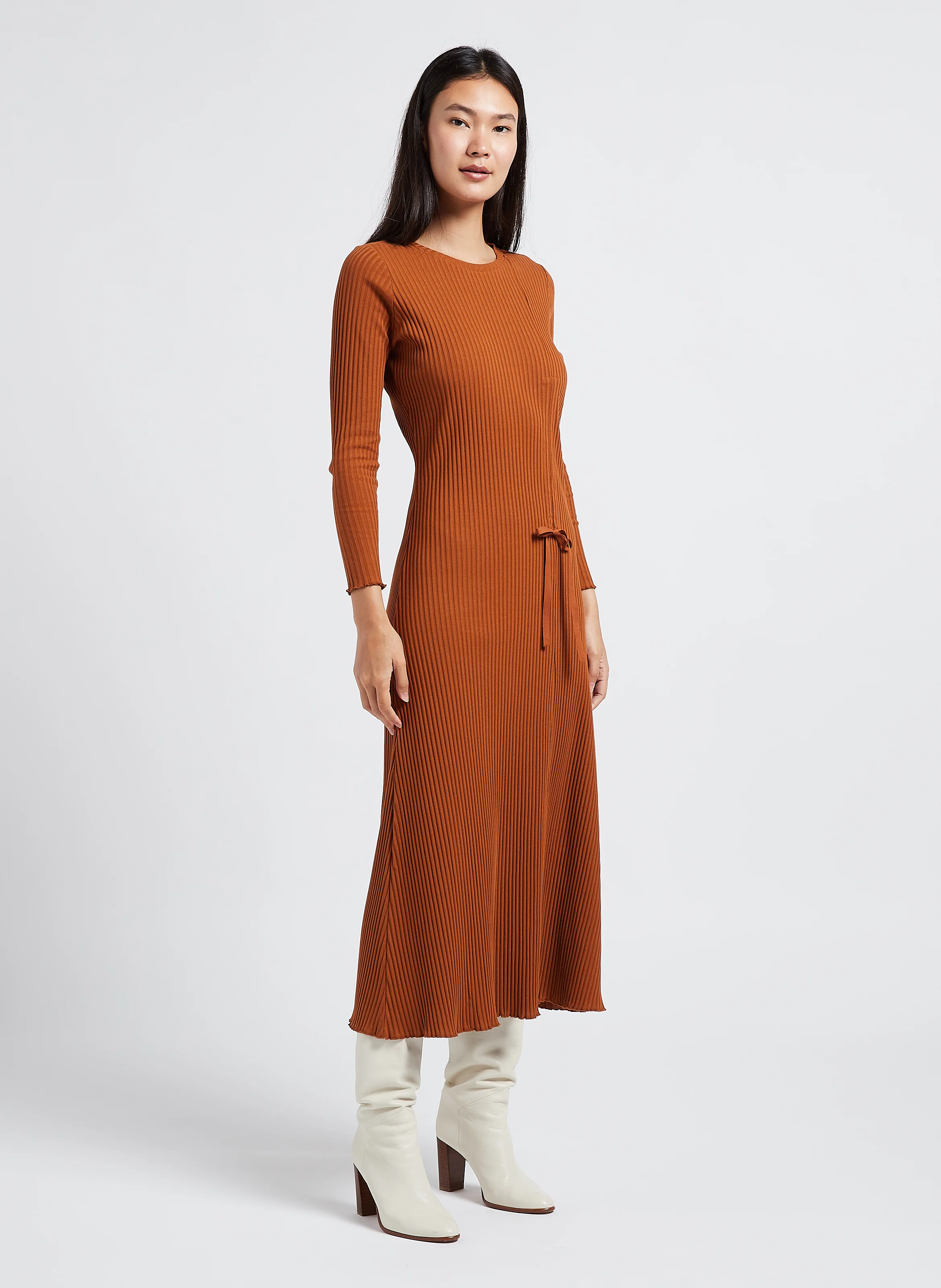 EVANS - Robe ajustée col rond en coton | Marron