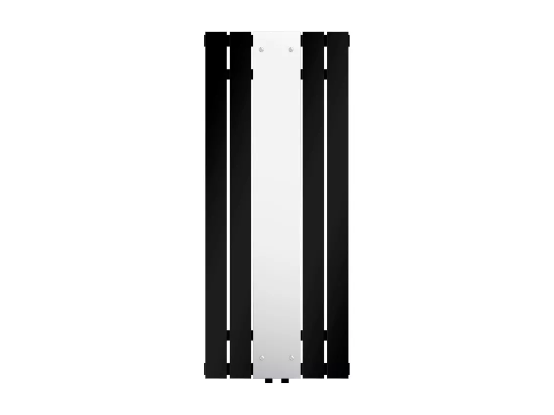 Radiateur plat vertical noir 45x120 cm + miroir et kit raccordement universel