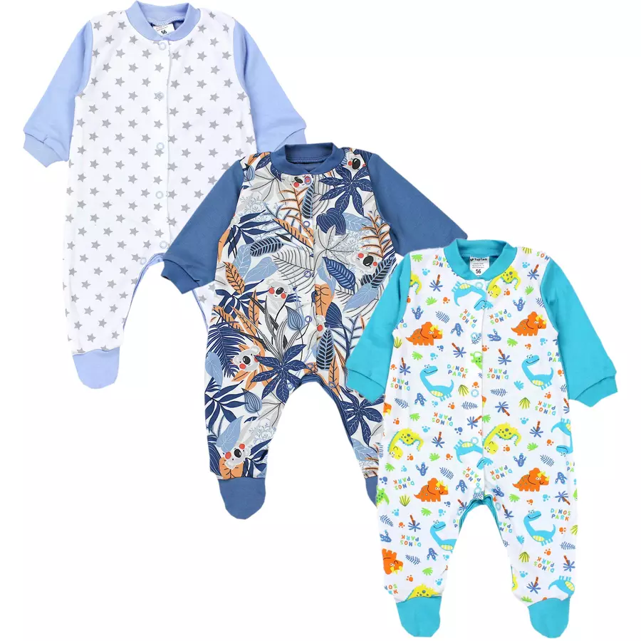 TupTam Baby Jungen Schlafstrampler mit Fuß 3er Pack türkisblau