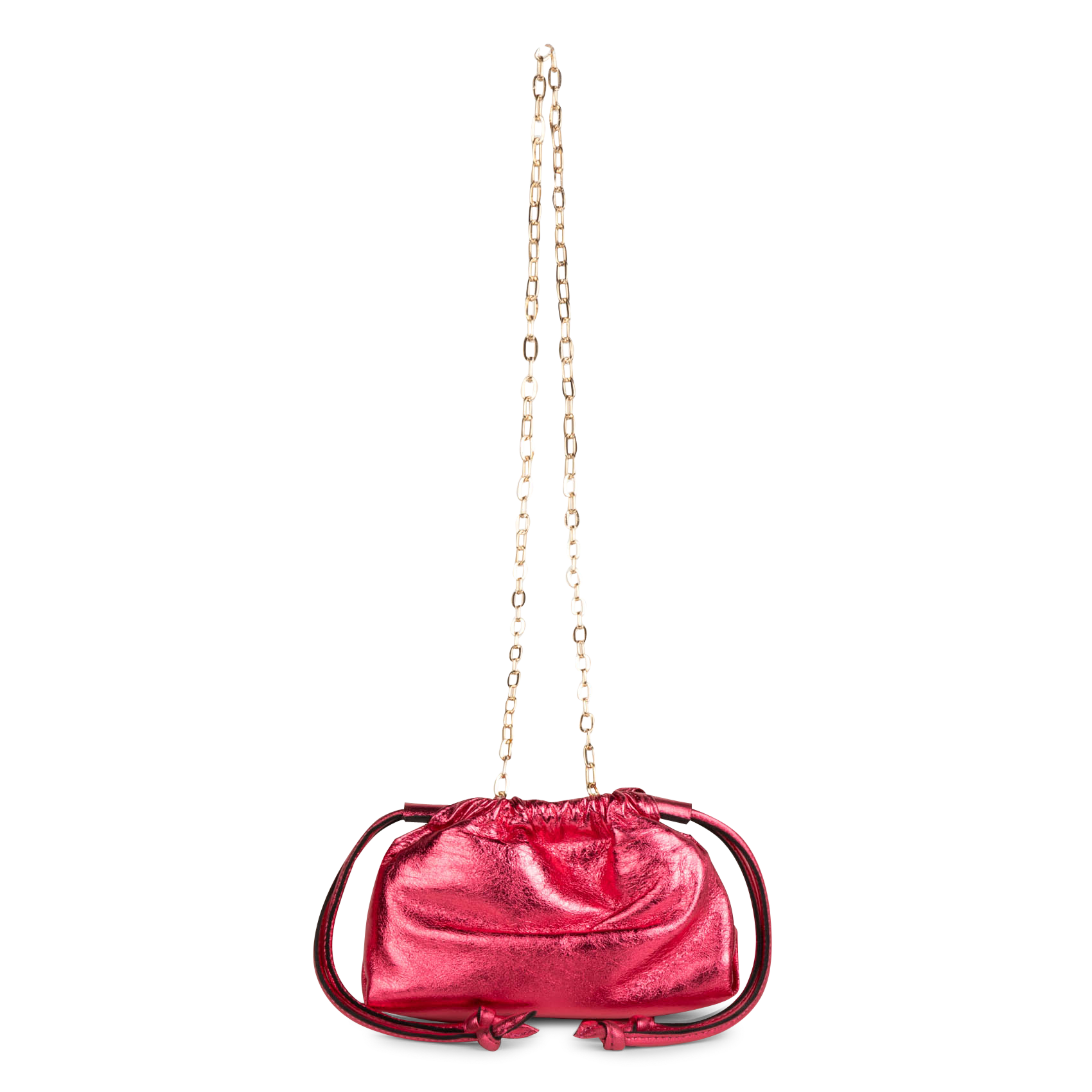 BOMBAY M - Sac besace en cuir métallisé | Rose