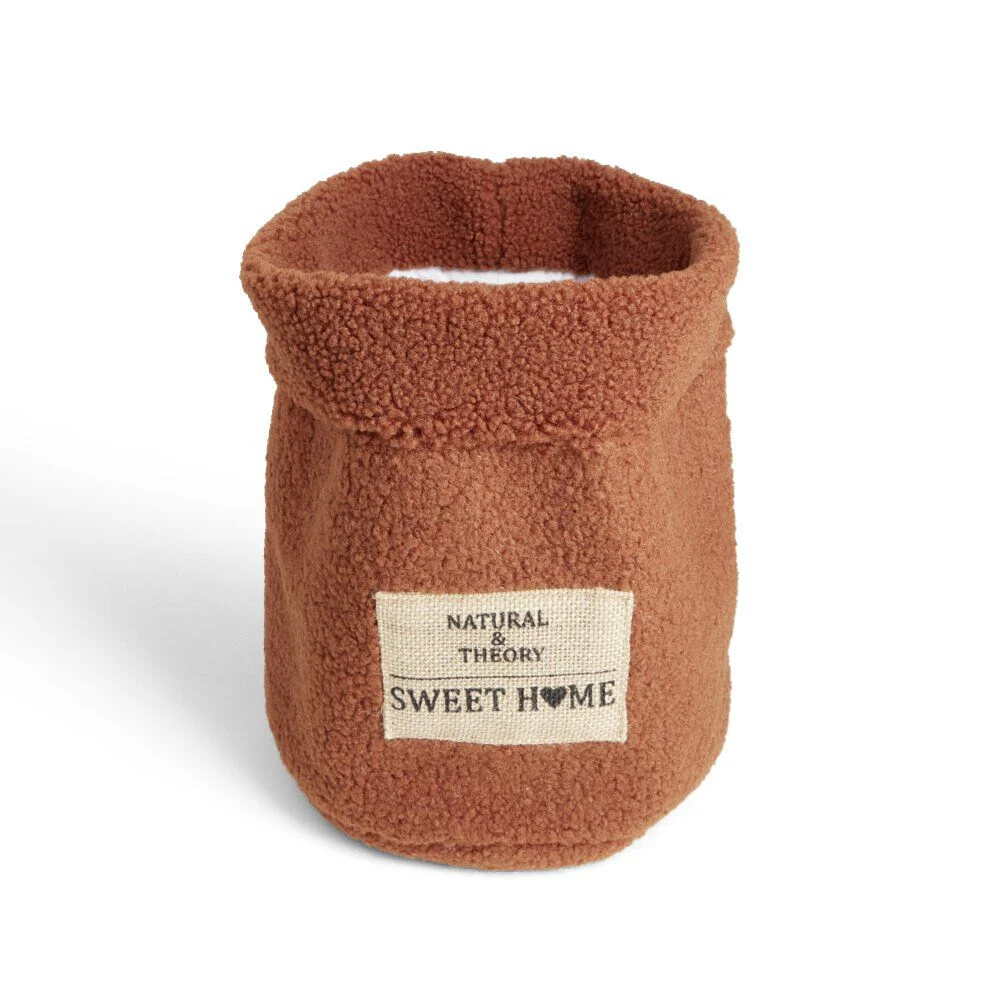 Panière laine bouclée marron 29xH32cm