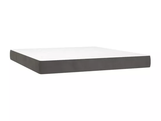 Sommier tapissier matelas et LED Gris foncé 180x200 cm Velours