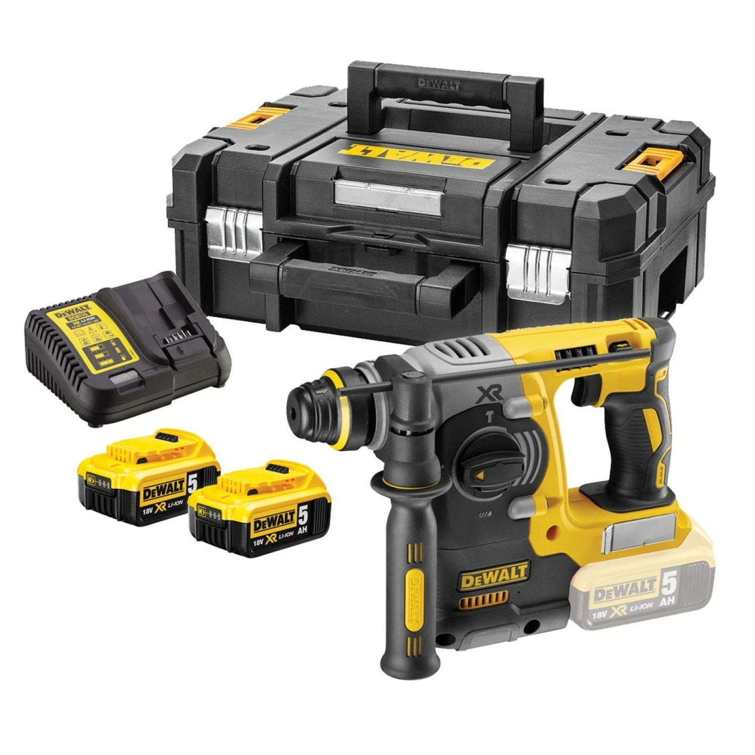 DeWALT DCH273P2T 18V Li-Ion Accu SDS-plus combihamer set (2x 5.0Ah accu) in TSTAK - 2,1J - koolborstelloos