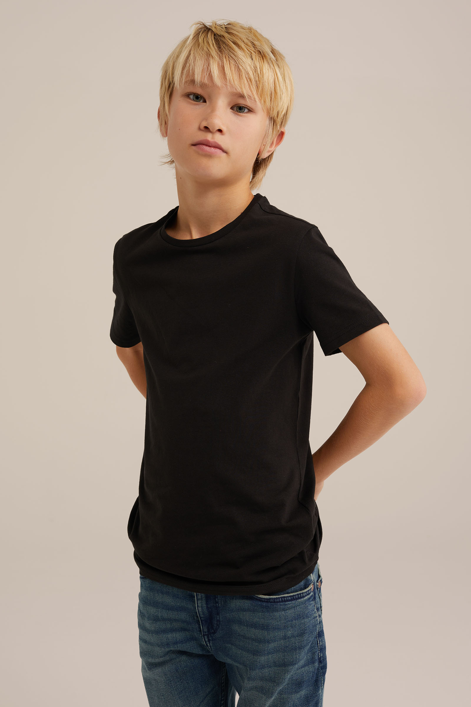 Jongens T-shirt, 5-pack WE Fashion Zwart