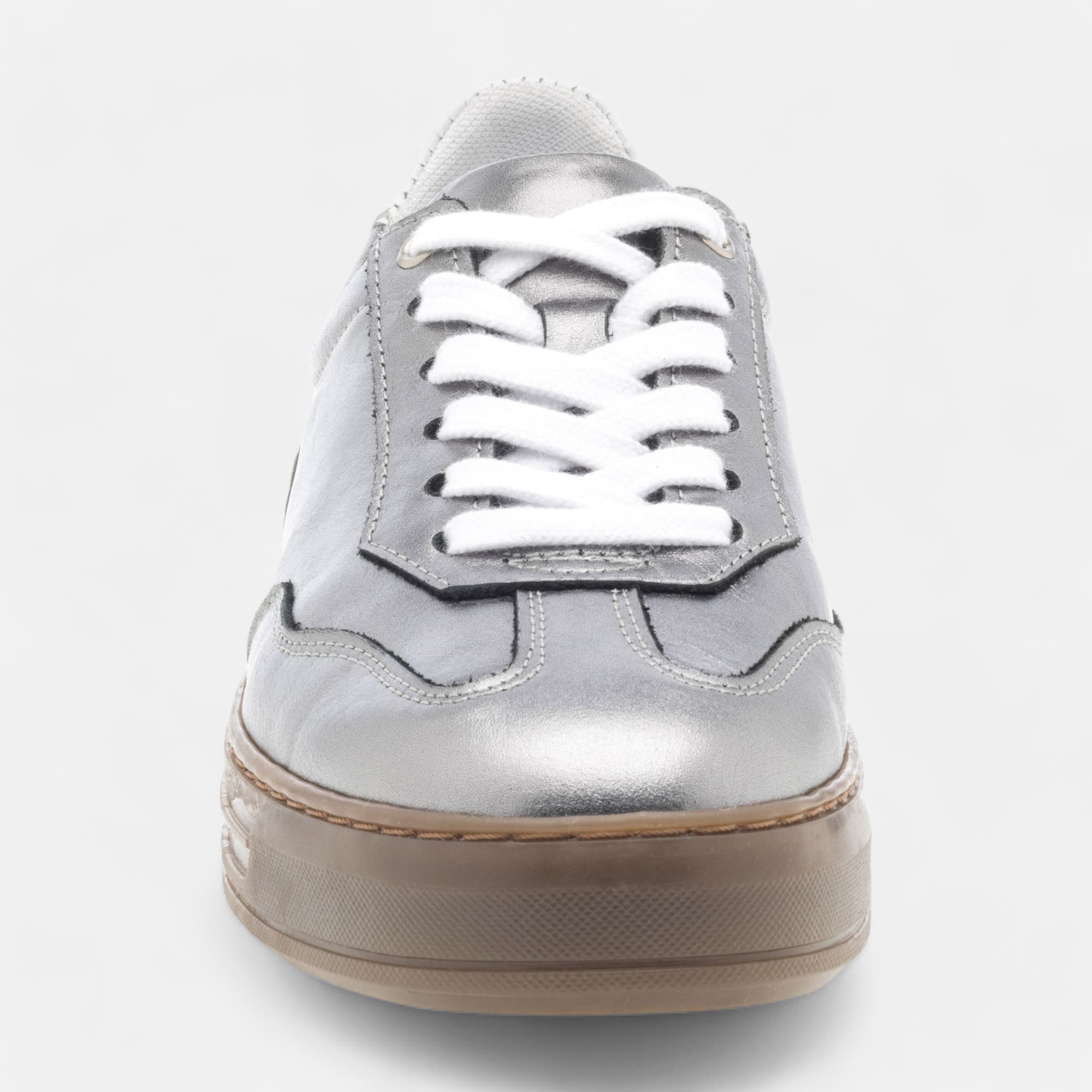 Baskets basses Femme en cuir plomb