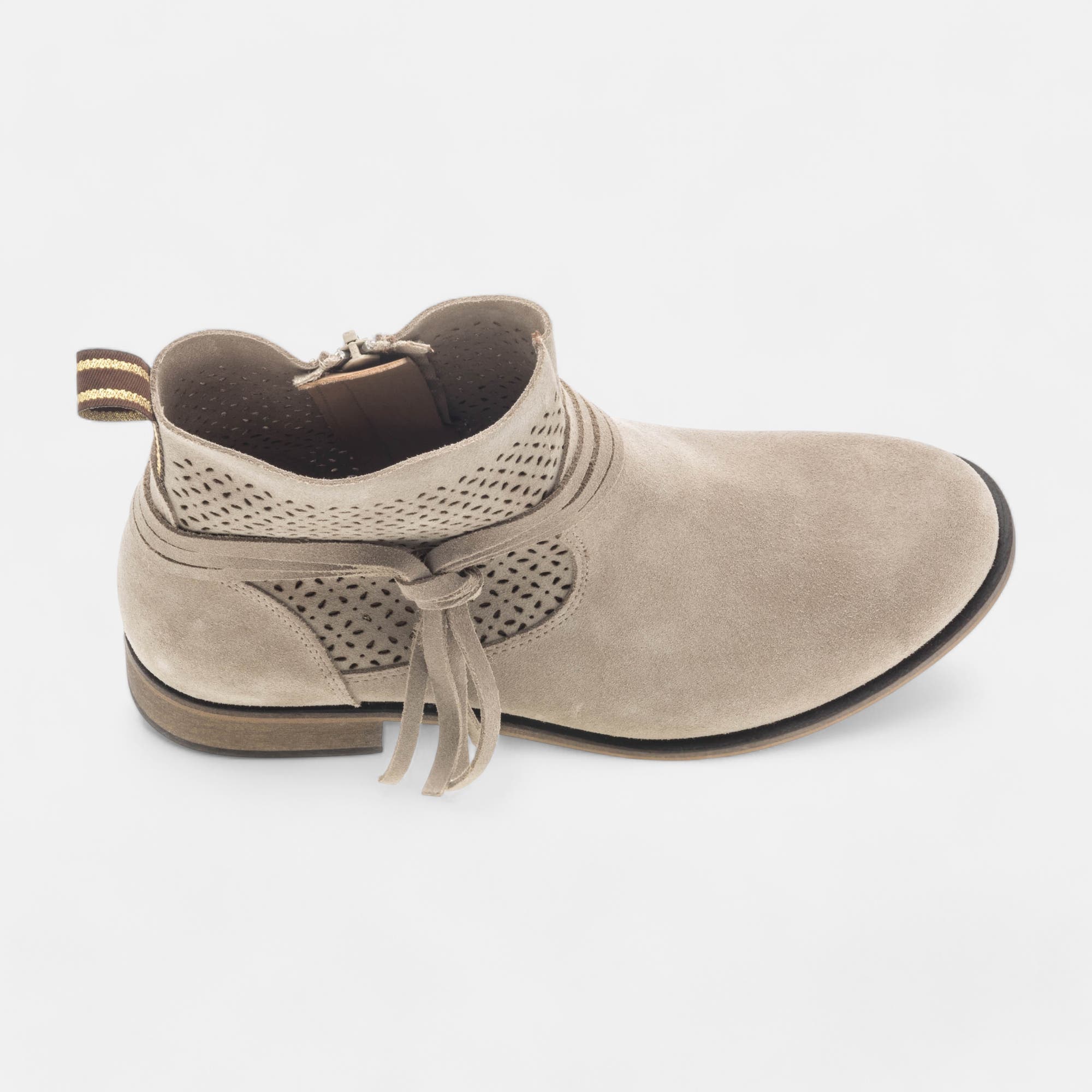 Boots Femme en cuir beige
