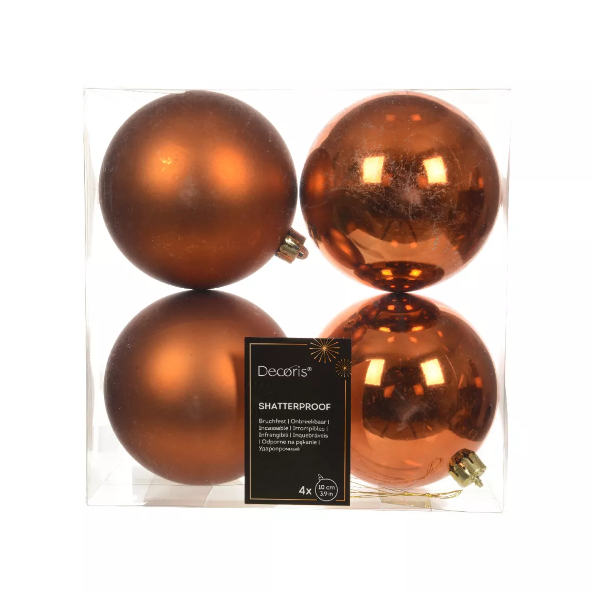 Lot de 4 boules de Noël (D100 mm) Alpine Citrouille