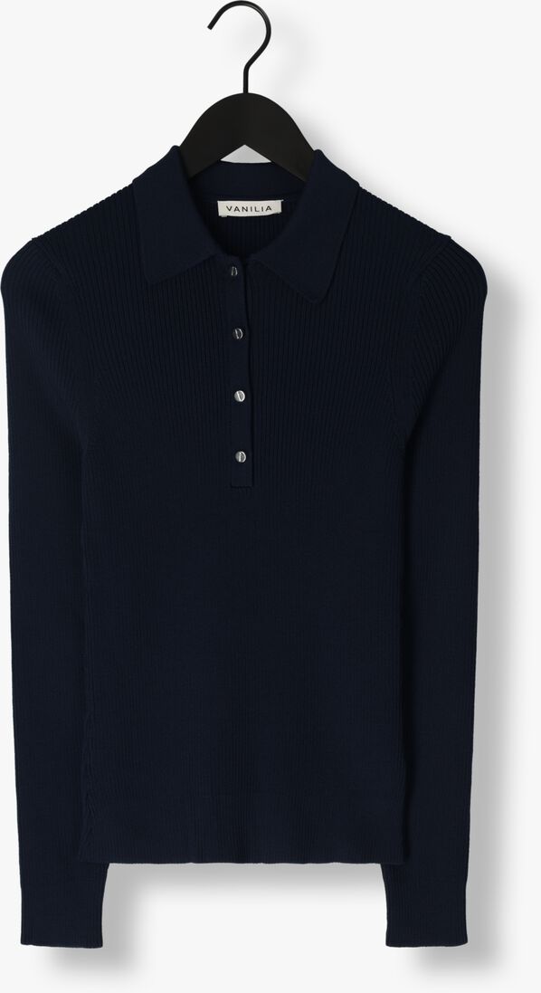 VANILIA donkerblauwe vanilia trui fitted polo longsleeve
