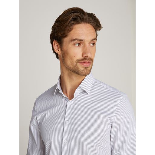 Calvin Klein Poplin Stripe Slim Skjorte, Medieval Blue, 45