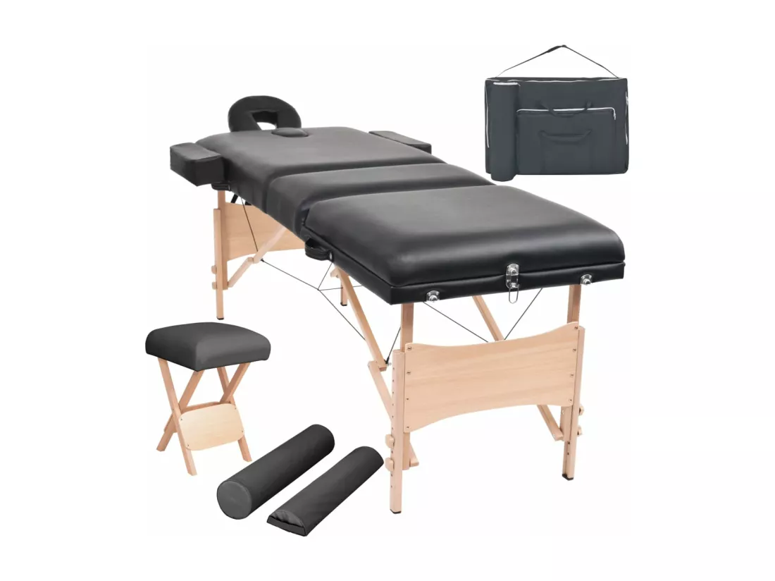 Table de massage pliable noire 221 x 90 x 65 cm 02_0001865