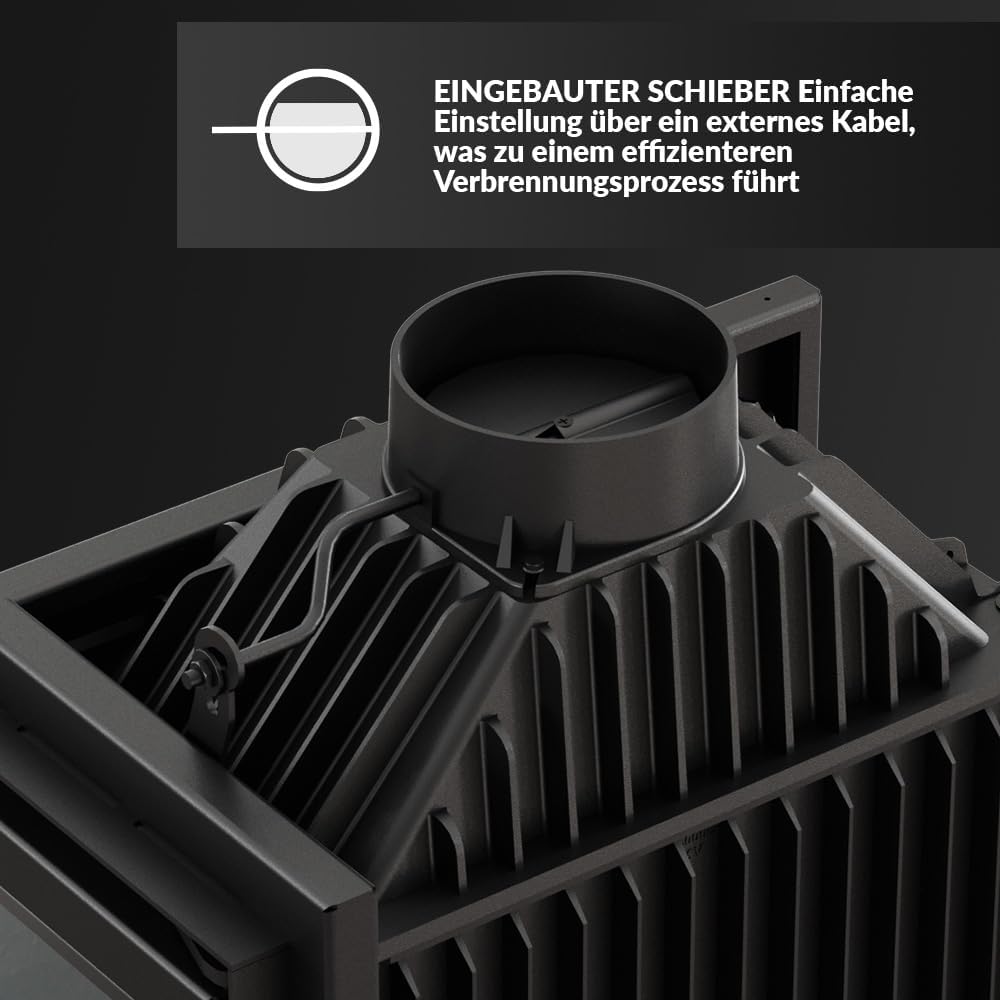 KRATKI Kamineinsatz Gusseisen Simple rechts 8 kW Ø 150