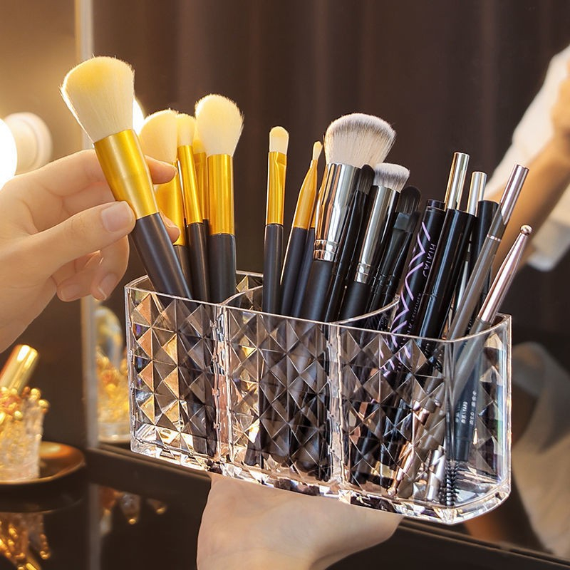 (185x80mm) Acryl Make Up Pinsel Organizer Schminktisch Aufbewahrung - Transparent