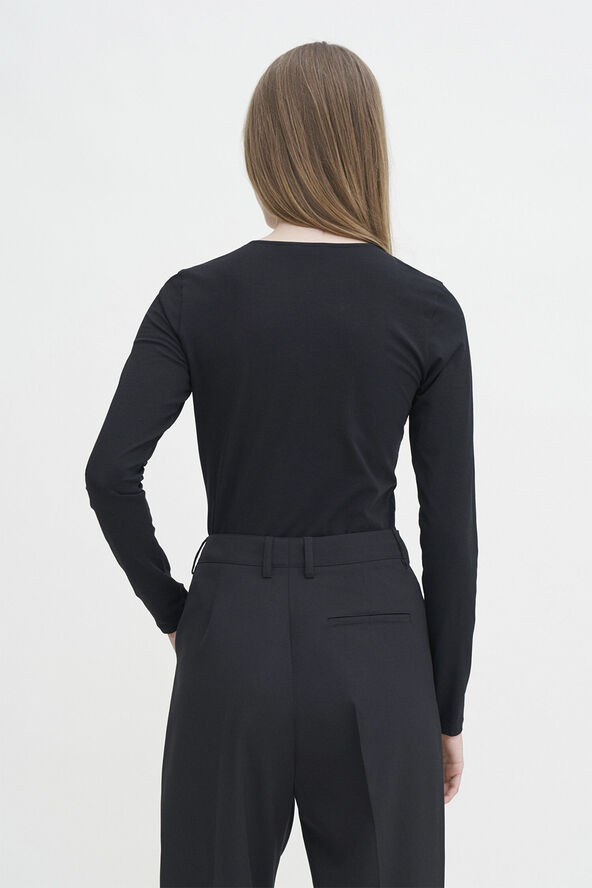 Filippa K Cotton Stretch Long Sleeve Black
