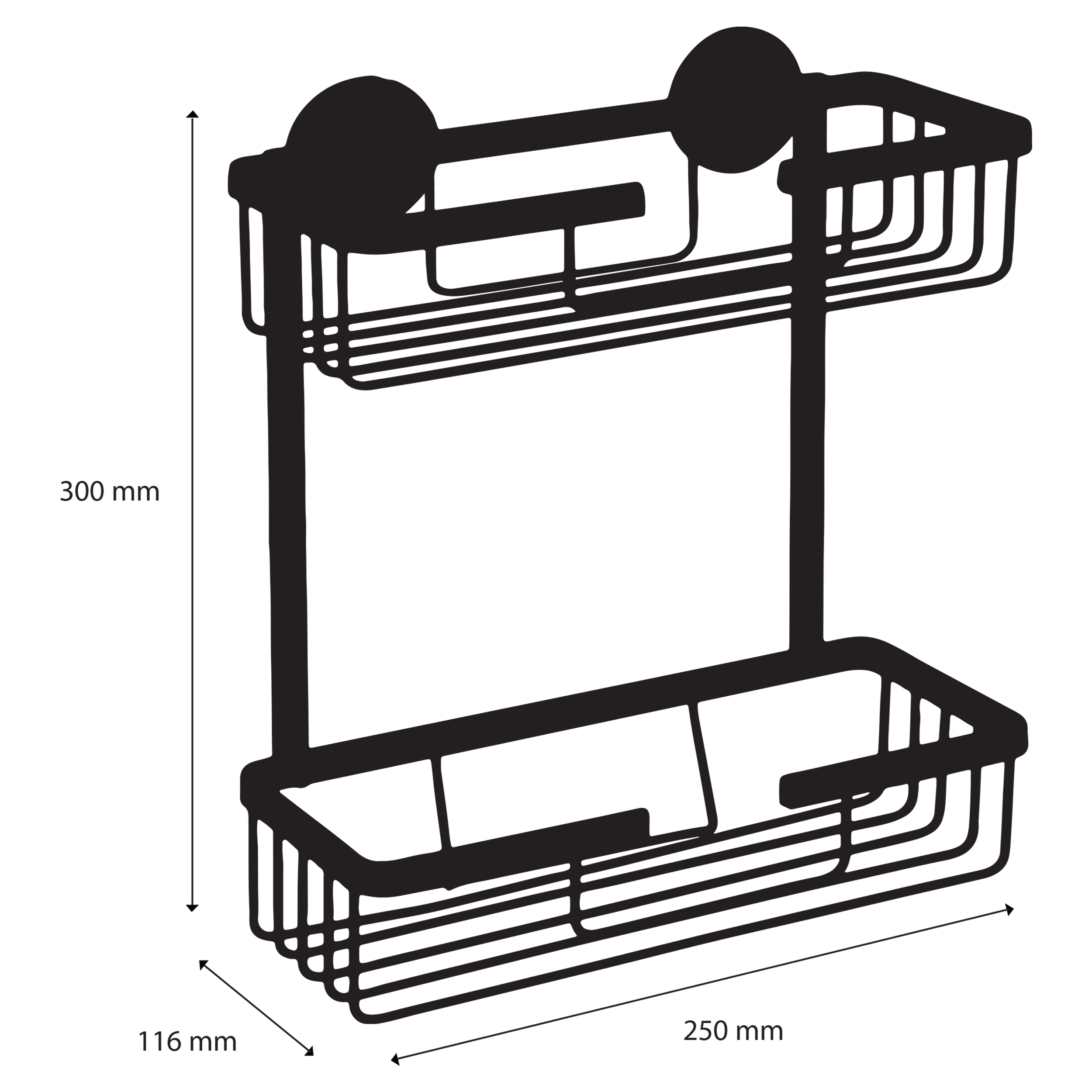 Differnz doucherek dubbel 25cm zwart