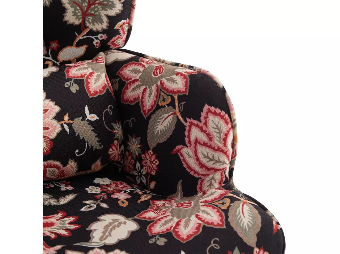 Fauteuil HomeMiYN avec Coussin et Tabouret - Chaise d'Angle Rustique pour le Salon