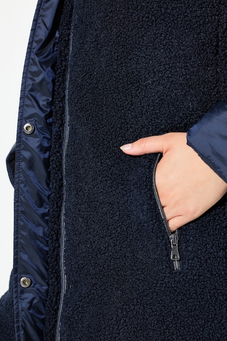 Jacke, Stepp/Teddyfleece, Kapuze, Zipptaschen
