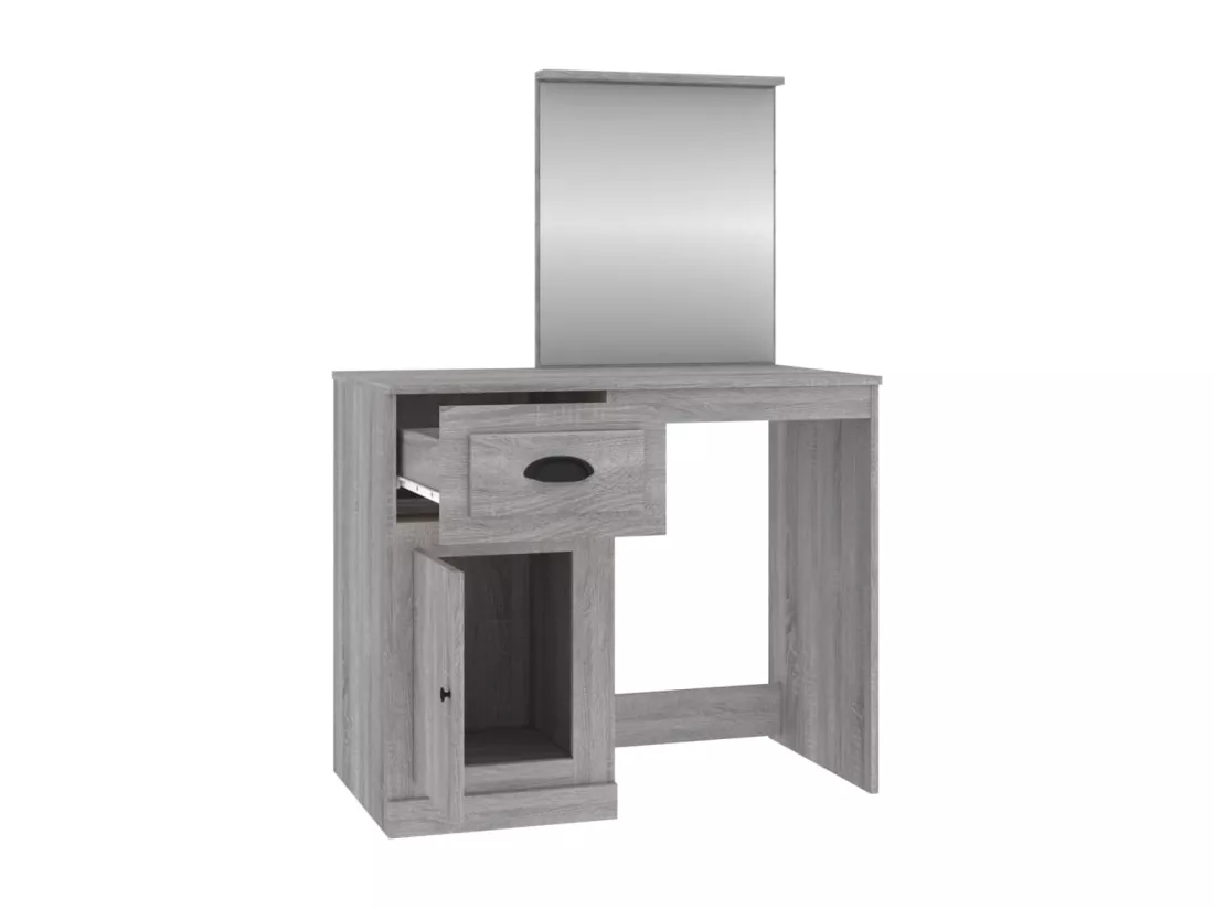 Coiffeuse avec miroir sonoma gris 90x50x132,5cm bois ingénierie