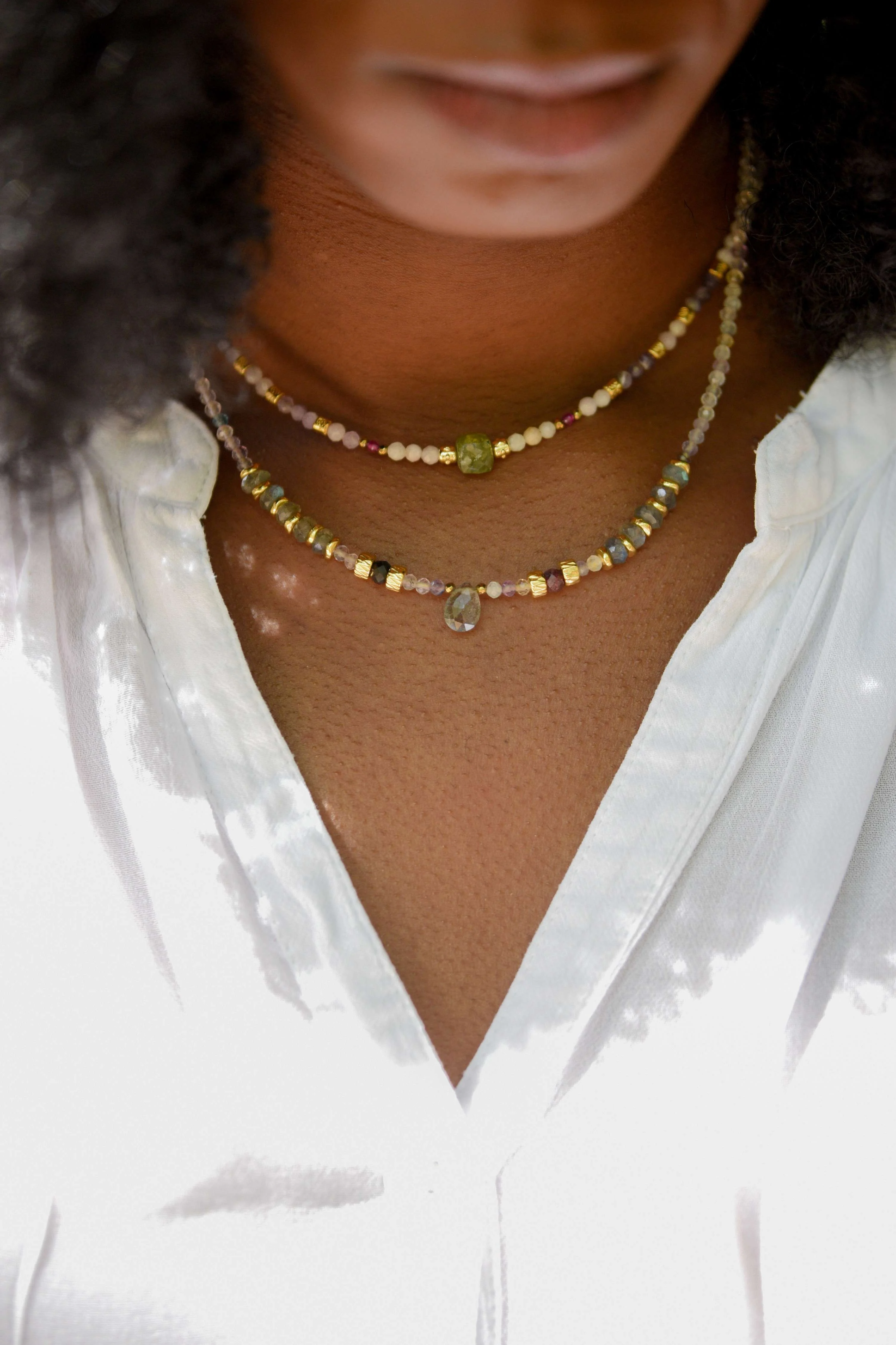 LARA - Collier labradorite, fluorite | Multicolore