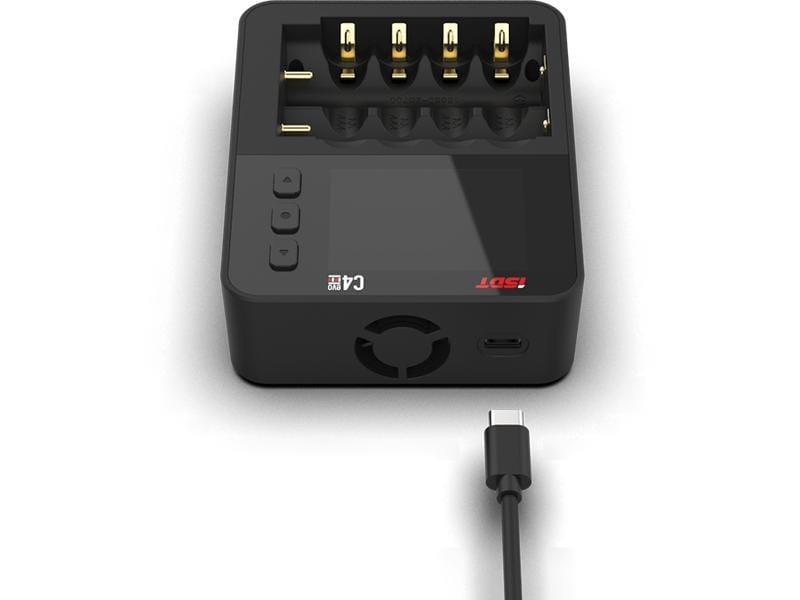 ISDT Ladegerät C4 EVO Smart Charger USB-C Ladegerät für Li-Ion, Li-fe, NiMH und NiZn Rundzellen wie 18650, AA, AAA und viele mehr