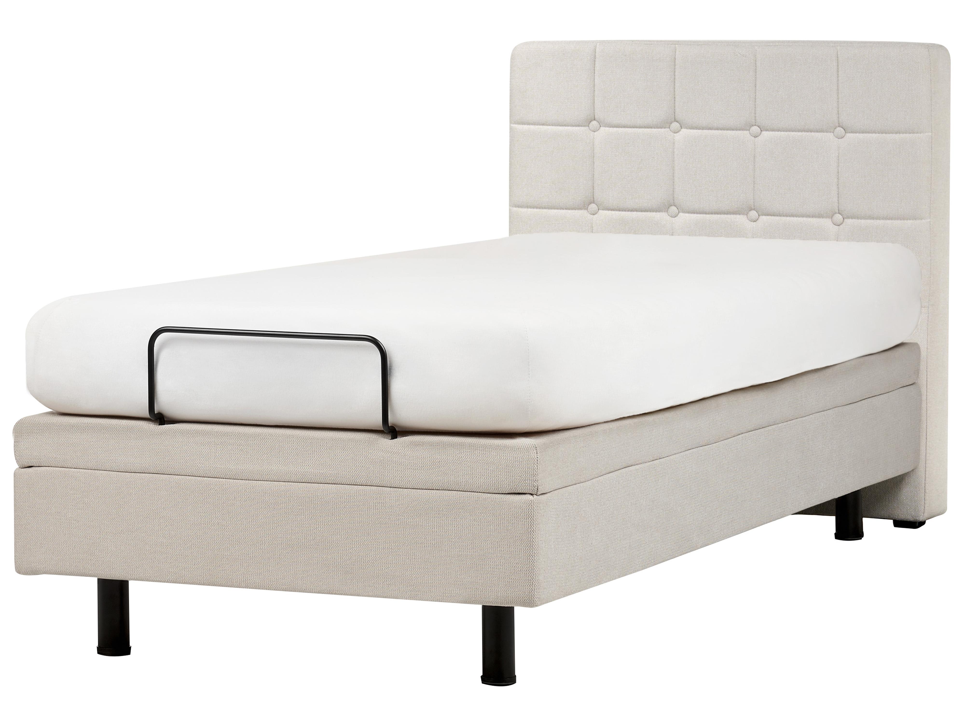 Verstelbaar bed Stof DUKE 90 x 200 cm Lichtbeige