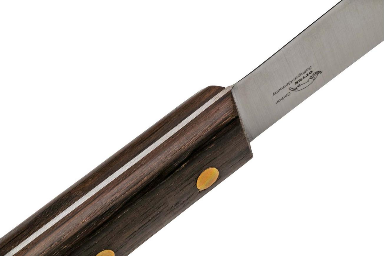 Otter Sailor and Boat Knife 901, Carbon, Smoked Oak, Leather Sheath, vaststaand mes