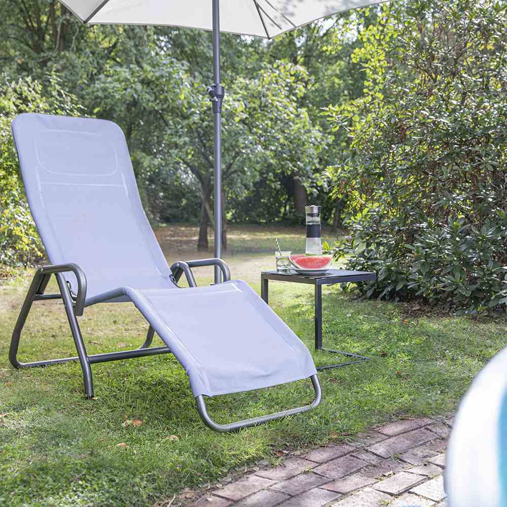 Sonnenliege BITO - taupenblau-anthrazit - klappbar - 139 cm