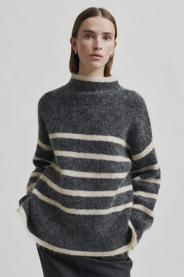 Second Female Ovalis Mohair Blend Knit T-Neck Volcanic ash