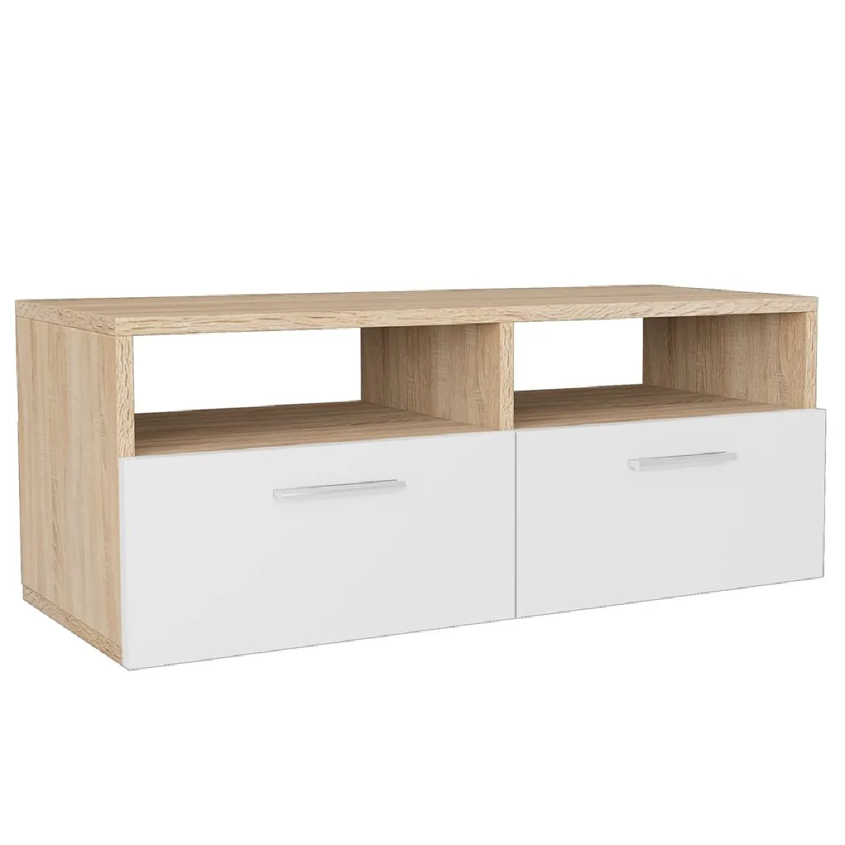 Helloshop26 Meuble TV Design - Chêne et Blanc 95 cm