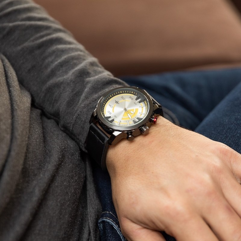 Coffret montre Homme M. JOHN bracelet Cuir Noir