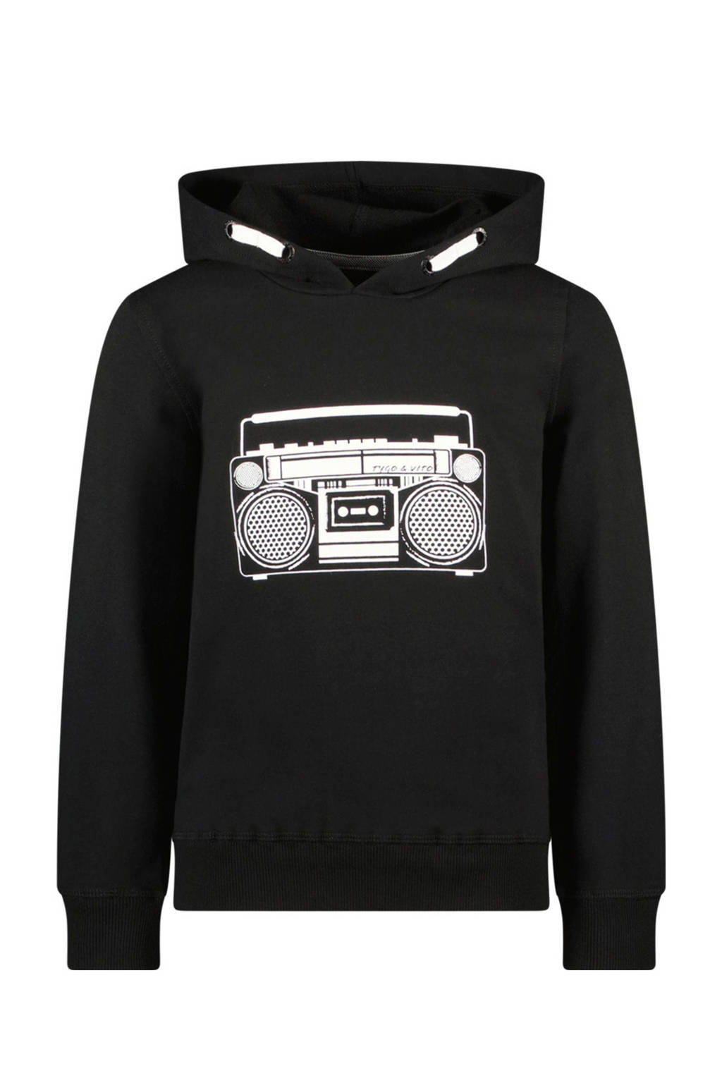 TYGO & vito hoodie Henry met printopdruk zwart