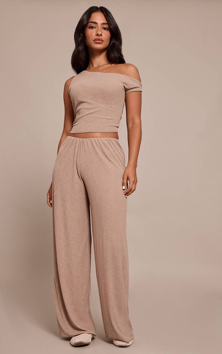 Taupe Haut Débardeur Fluide Transparent Texturé Petite
