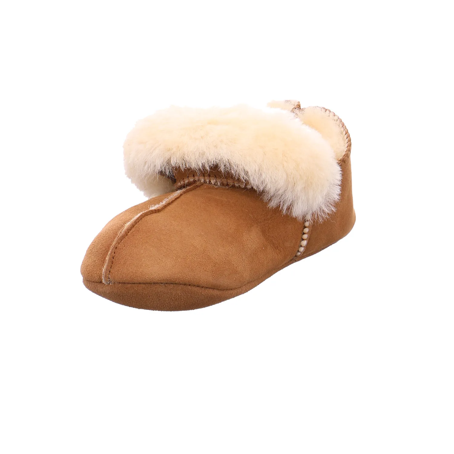 SUPER CRACKS Hausschuh Cognac Leder  mit echtes Lammfell