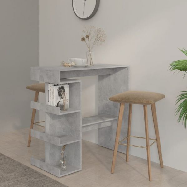 Mesa Bar com Prateleiras 100x50x101,5cm Contrapl. Cinza-cimento - 809453
