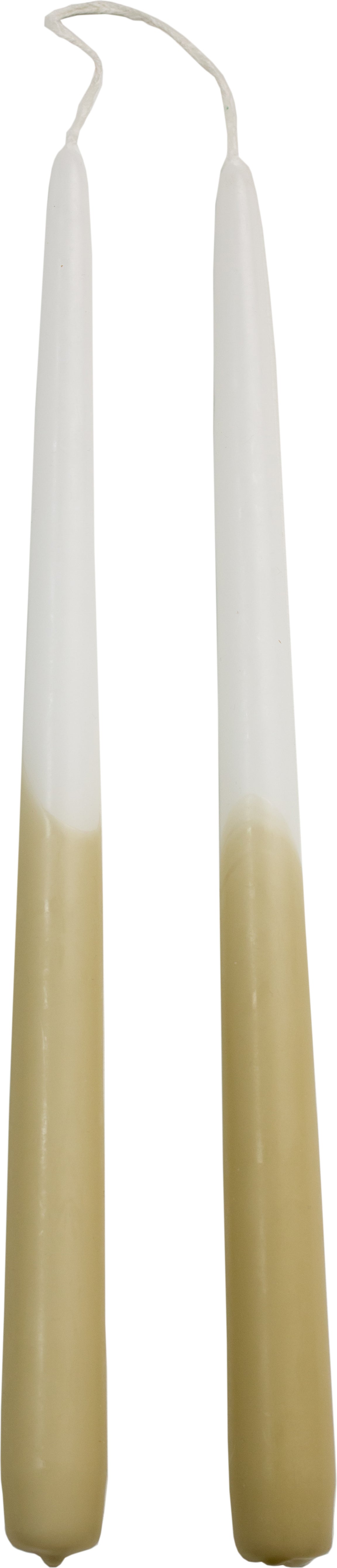 Rustik Lys dinerkaars Tweeling wit / groen 8 uur D 2,2 H 30 cm 2 stuks