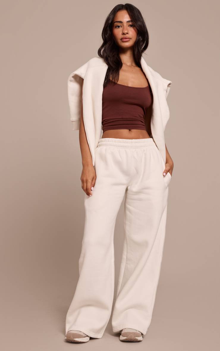 Crème Pantalon De Jogging Petite À Jambe Droite