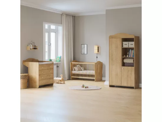 Lit bébé 60x120 et commode à langer Megeve Bois