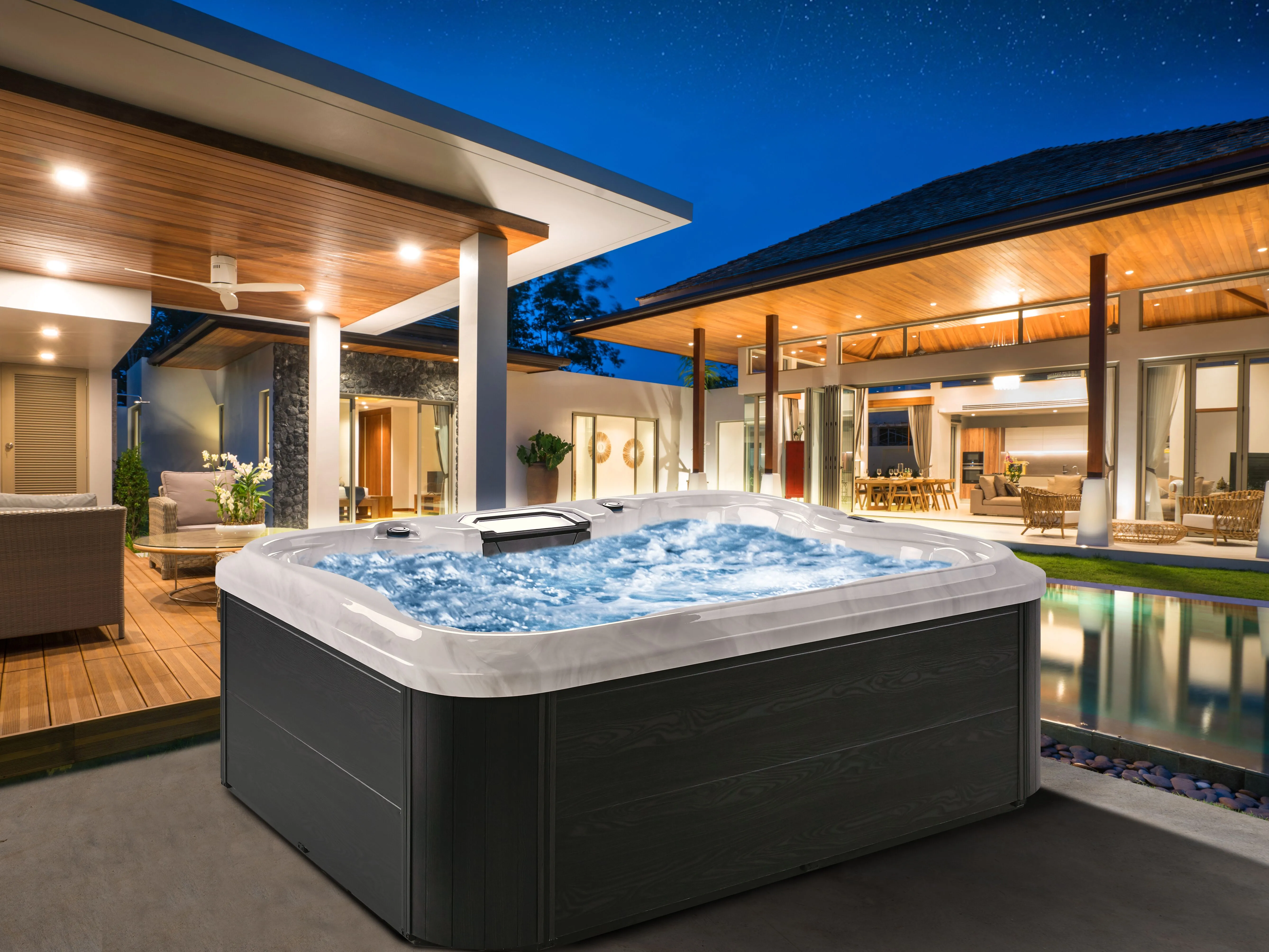 Buiten hottub met LED ARCELIA Wit