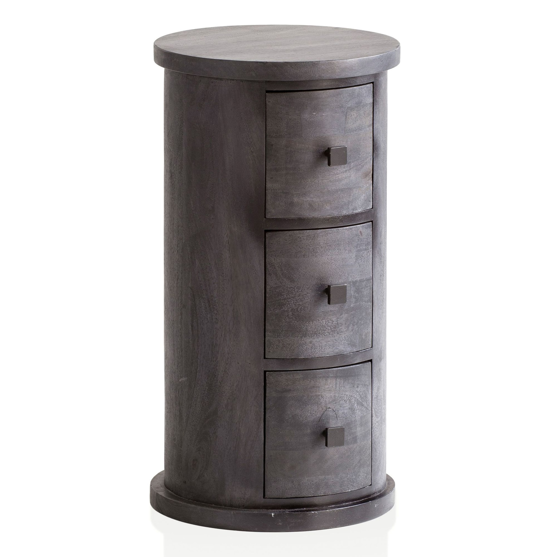 Kommode 34 x 65 x 34 cm Mango Massivholz schwarz Griffe Edelstahl lackiert