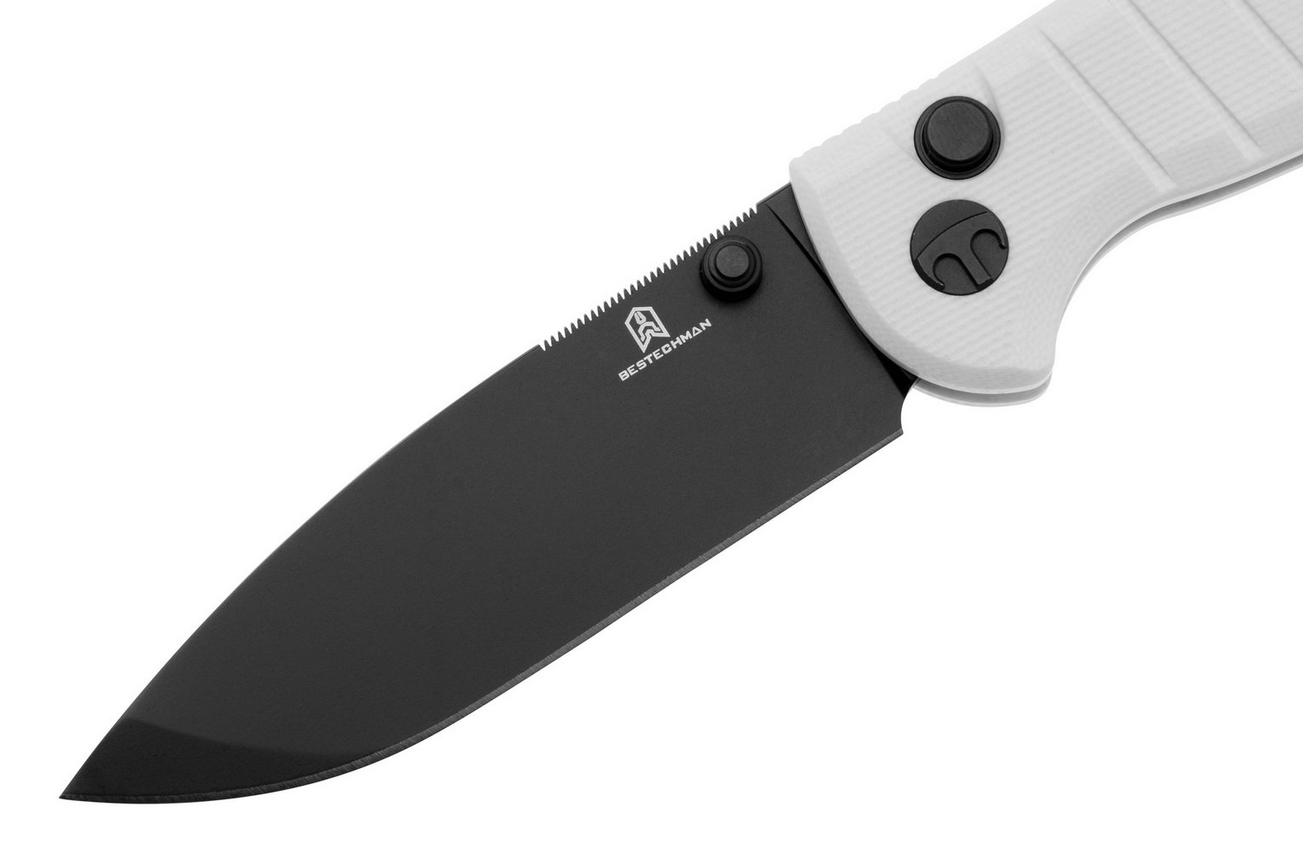 Bestechman Goodboy Jr BMK10I PVD D2, White G10 zakmes, Keanu design