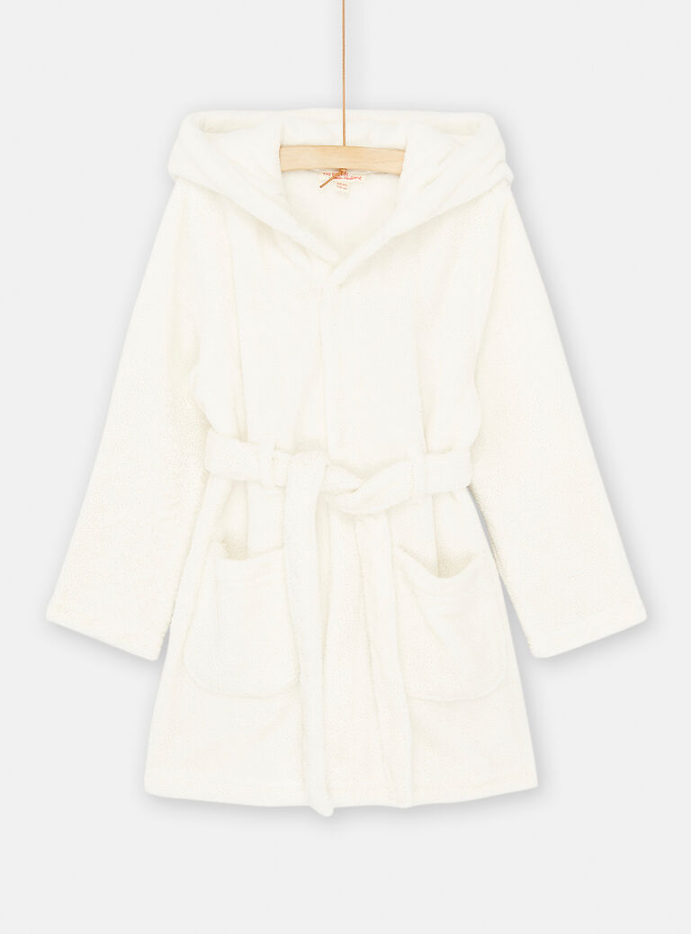 Robe de chambre à capuche écrue